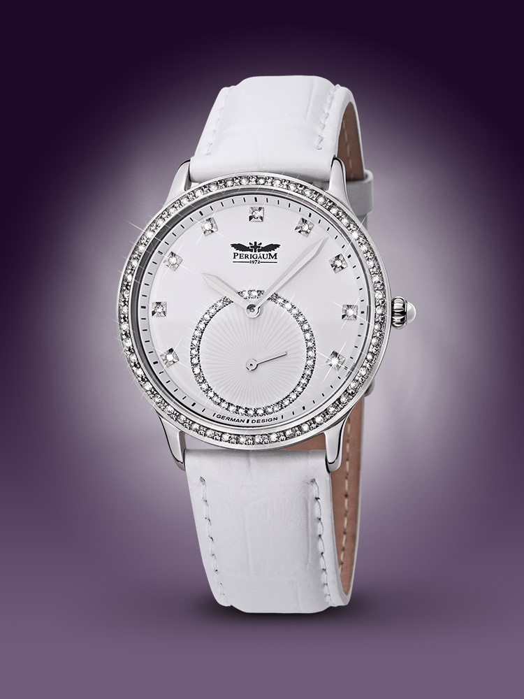 Perigaum Queen P-1311-AS-WH Damen silber weiss 38 mm 5ATM