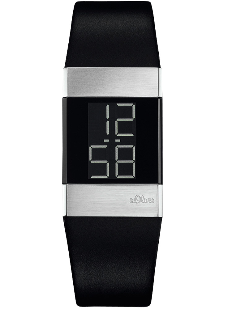 s.Oliver SO-1125-LD digitale Damen-Armbanduhr schwarz silber