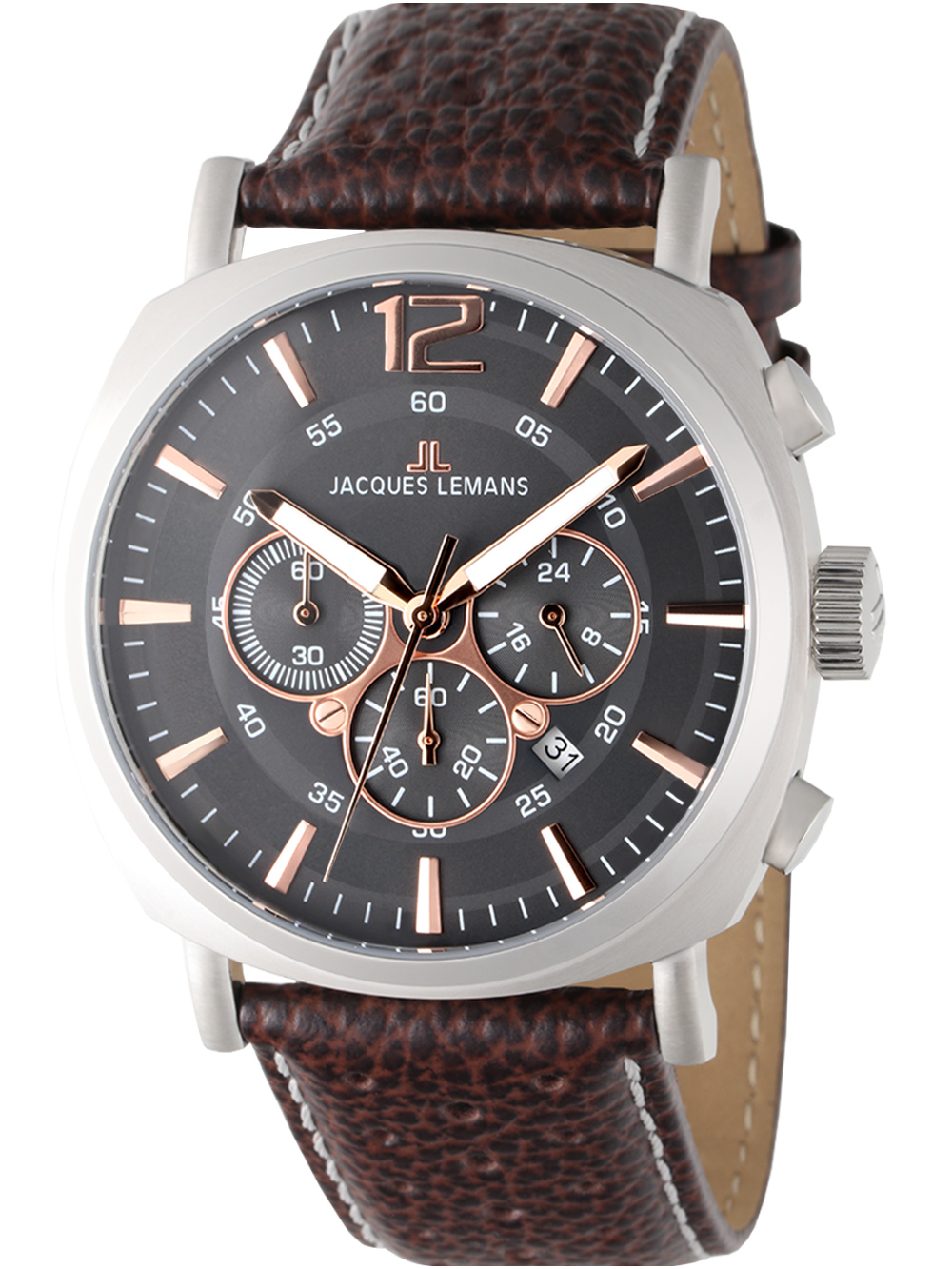 4040662128533 - Chronograph JACQUES LEMANS Lugano Armbanduhren braun (braun grau) Herren Quarzuhren Quarzuhr Armbanduhr Herrenuhr Datum Stoppfunktion