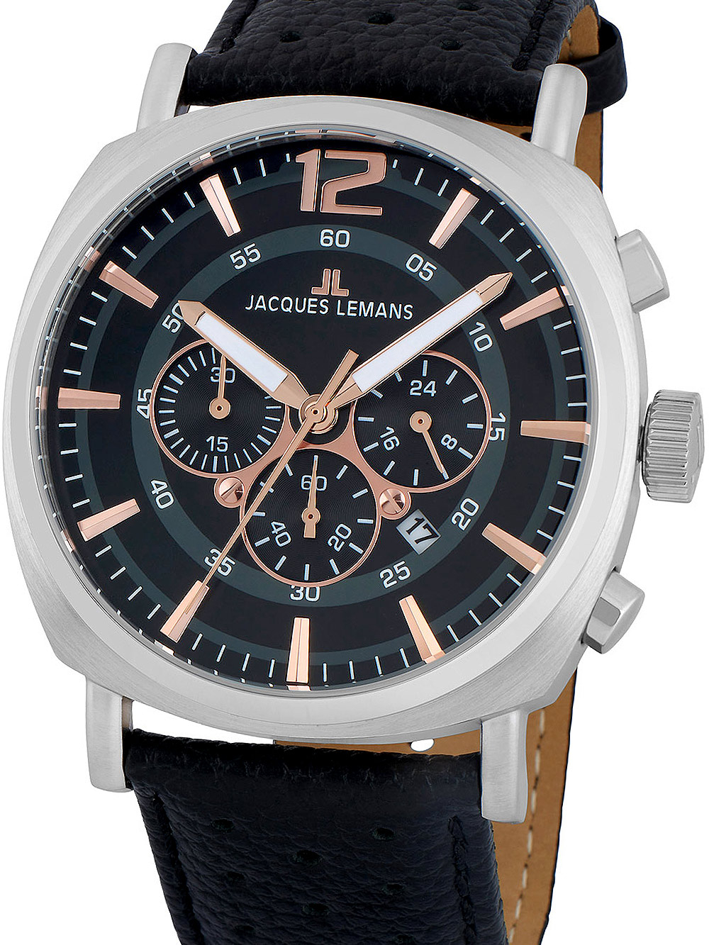 4040662128540 - Chronograph JACQUES LEMANS Lugano Armbanduhren blau (braun dunkelblau) Herren Quarzuhren Quarzuhr Armbanduhr Herrenuhr Datum Stoppfunktion