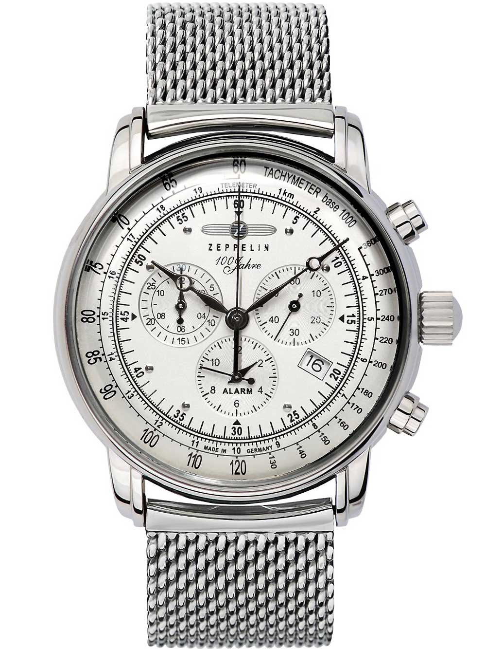 4041338768060 - Chronograph ZEPPELIN 100 Jahre Zeppelin 7680M-1 Armbanduhren silberfarben Herren Quarzuhren Made in Germany