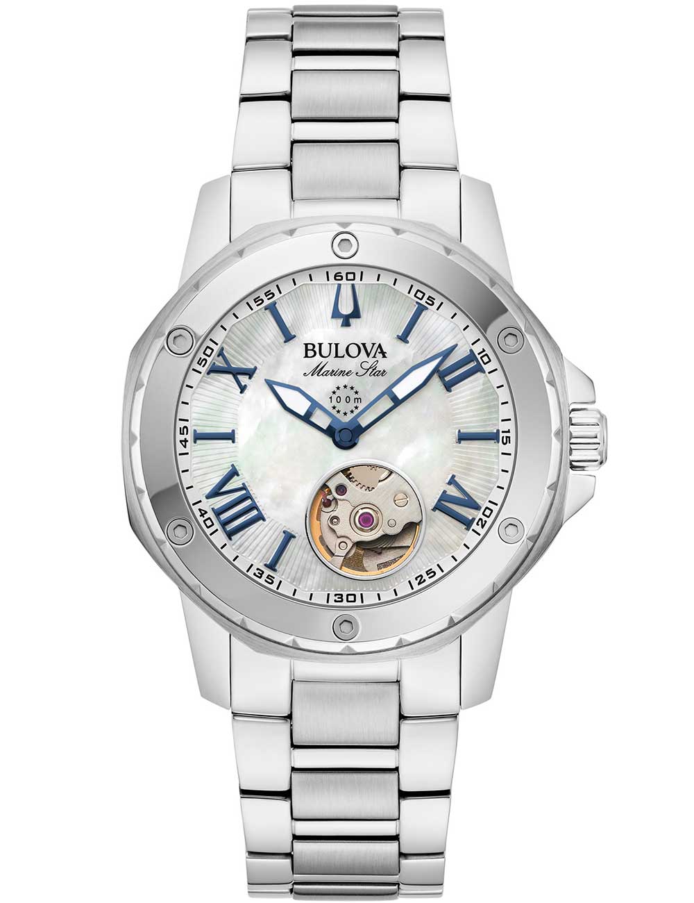 7613077597811 - Automatikuhr BULOVA Automatic Armbanduhren silberfarben (silberfarben perlmuttfarben) Damen Automatikuhren Armbanduhr Damenuhr bis 10 bar wasserdicht Saphirglas