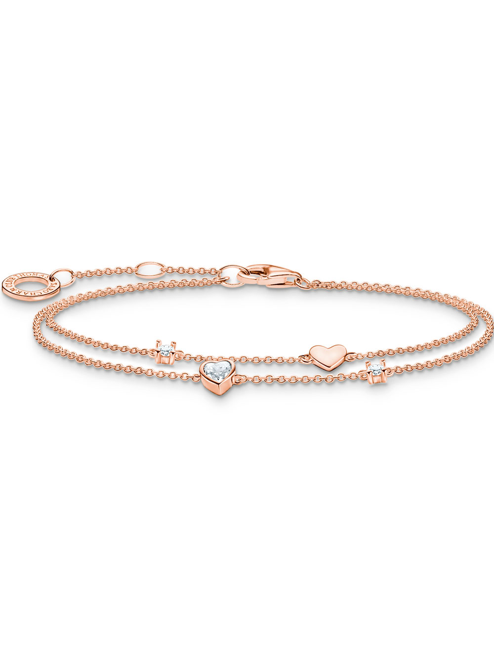 4051245521689 - Armband mit Herzen und weiße Steine roségold