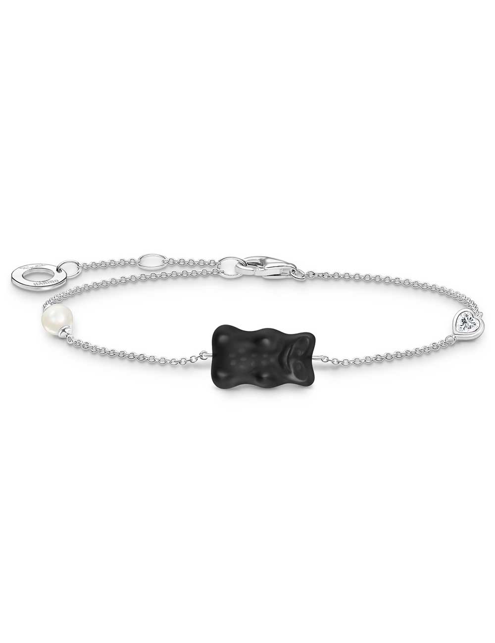 Thomas Sabo A2151-052-11-L19V Silbernes Armband mit schwarzem Goldbären und Perle + Stein