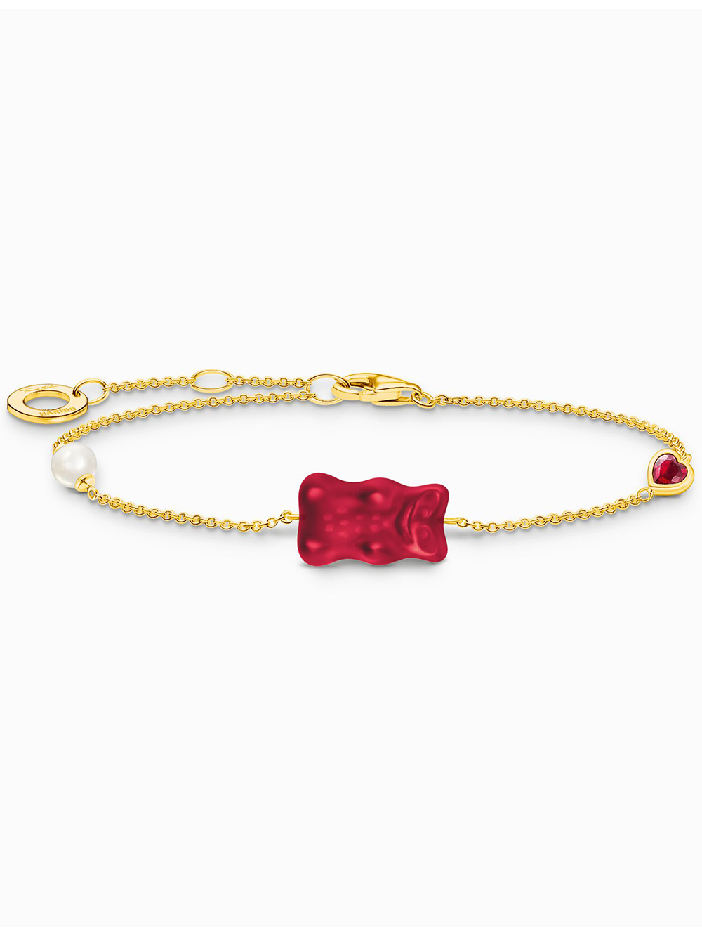 4051245578058 - Armband THOMAS SABO THOMAS x HARIBO mit Goldbär Blau Grün Rot Weiß Armbänder Gr 19 Silber 925 (Sterlingsilber)-Perlen gelbgoldfarben rot kristallweiß weiß kristallweiß Damen Perlenarmbänder mit Kristallglas Zirkonia (synth) - Süßwasserzuchtperle