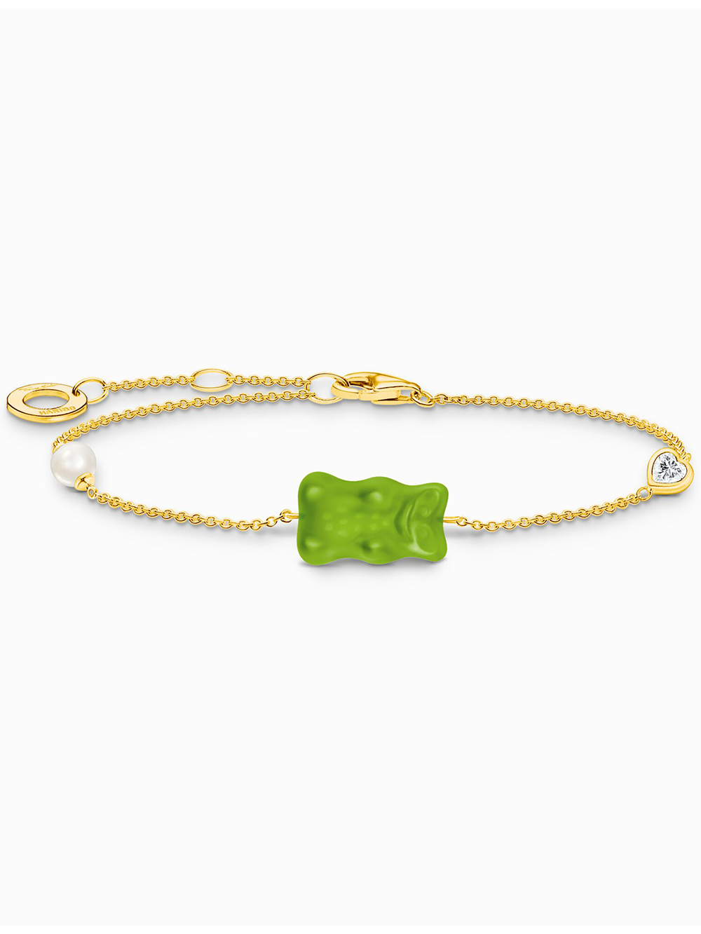 Thomas Sabo A2151-445-6-L19V Vergoldetes Goldbären Armband m. Perle u. Stein