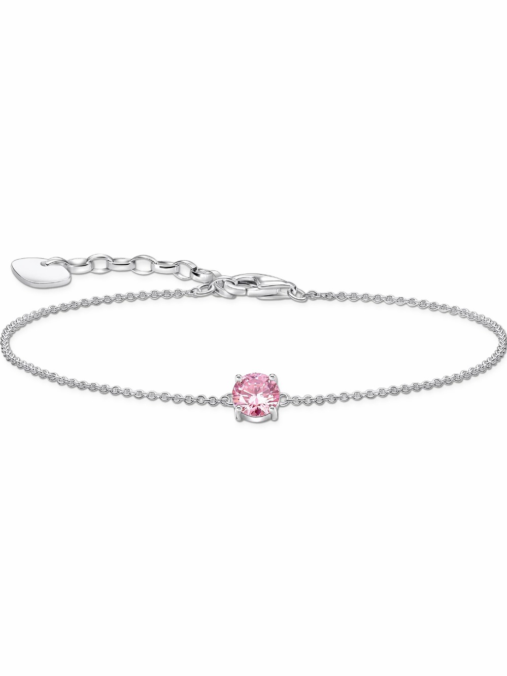 Thomas Sabo A2156-051-9-L19V Armband mit pinkfarbenem Zirkonia-Anhänger 16-19 cm