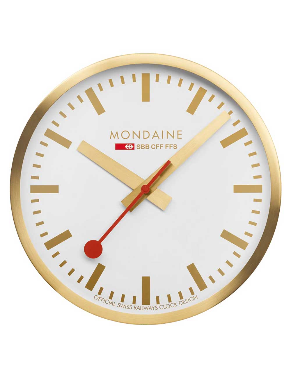 Mondaine A995.CLOCK.17SBG goldene Wand-, Bahnhofsuhr 40 cm aus Aluminium