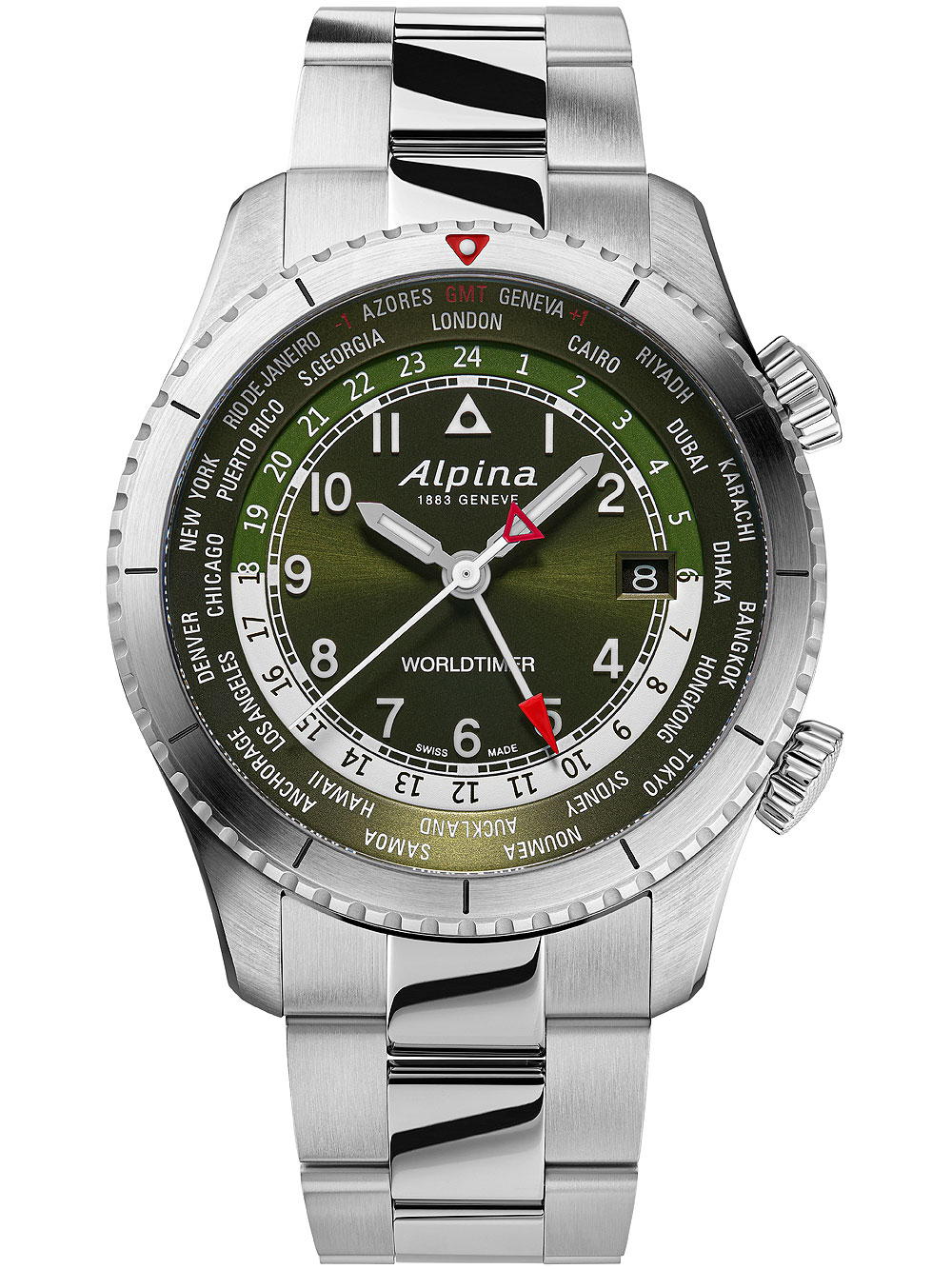 Alpina AL-255GR4S26B Startimer Pilot Worldtimer Herrenuhr 41mm