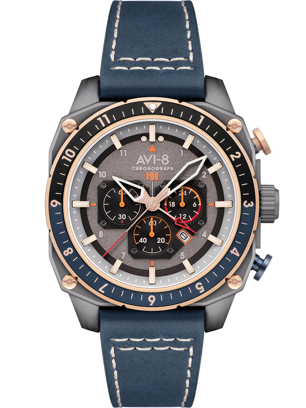 AVI-8 AV-4100-07 Herrenuhr Hawker Hunter Dual Time Chronograph 43mm 5ATM