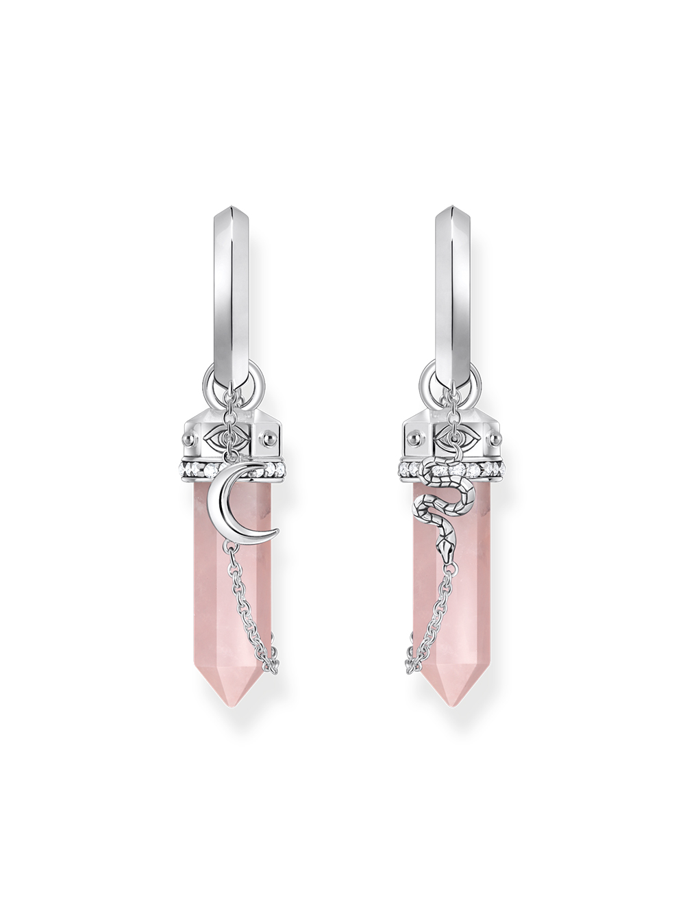 Thomas Sabo CR722-643-9 Silberne Creolen mit Rosa Kristall Anhänger & Symbolen Damen