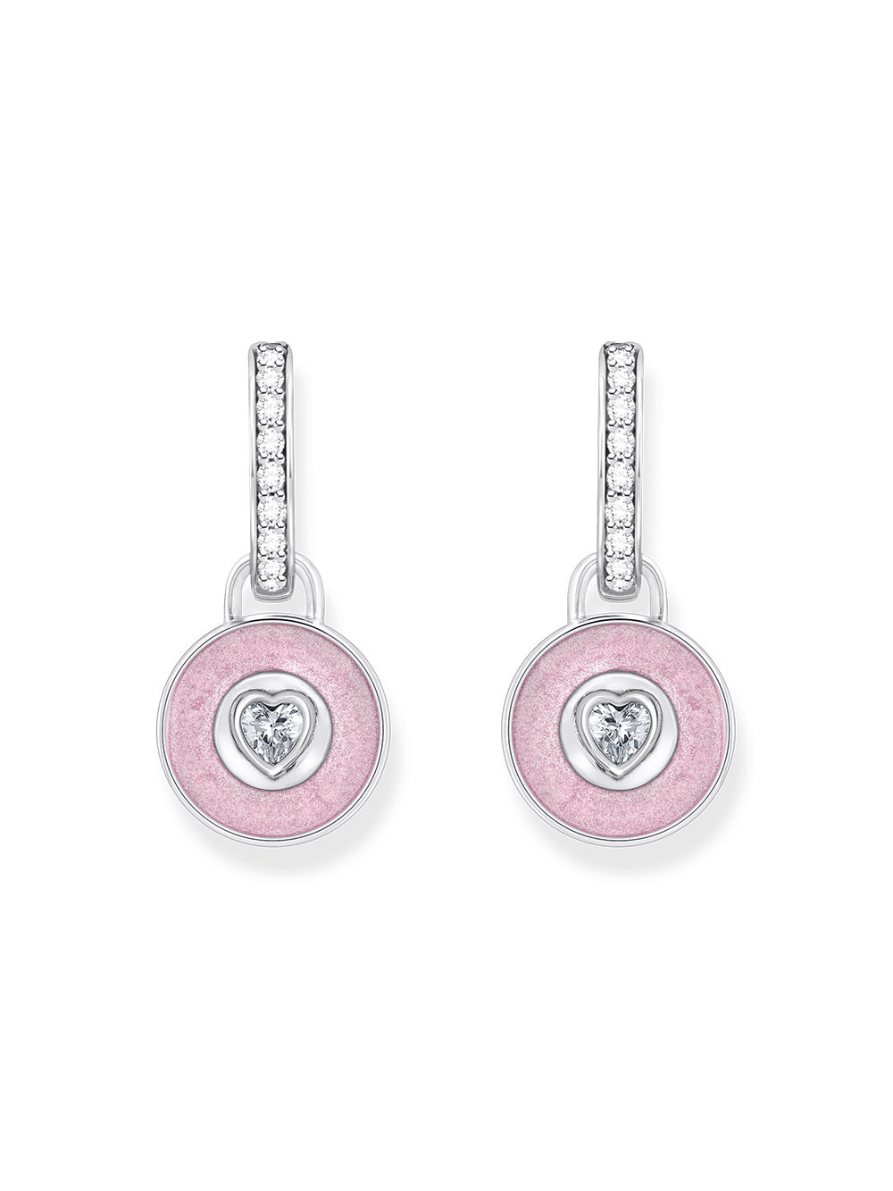 Thomas Sabo CR723-691-9 Silberne Creolen mit rosa Anhänger & Zirkonia Damen