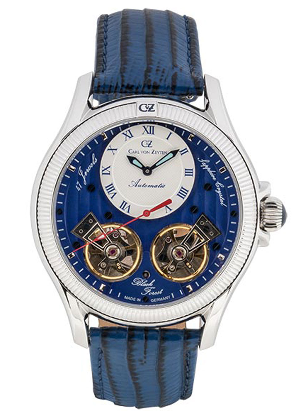 4056007108436 - Automatikuhr CARL VON ZEYTEN Waldhaus CVZ0084SBLS Armbanduhren blau Herren Automatikuhren Armbanduhr Herrenuhr Datum Made in Germany Mechanische Uhr