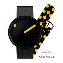 PICTO 43388-SET Unisex Uhr Uhr Black and Yellow 40mm 5ATM