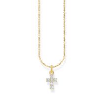 Thomas Sabo KE2226-414-14-L45V Vergoldete Kette mit Kreuz Anhänger u. Zirkonia 38-45 cm Damen