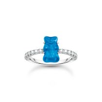 Thomas Sabo TR2459-052-1-54 Silberner Ring mit blauem Goldbären Damen