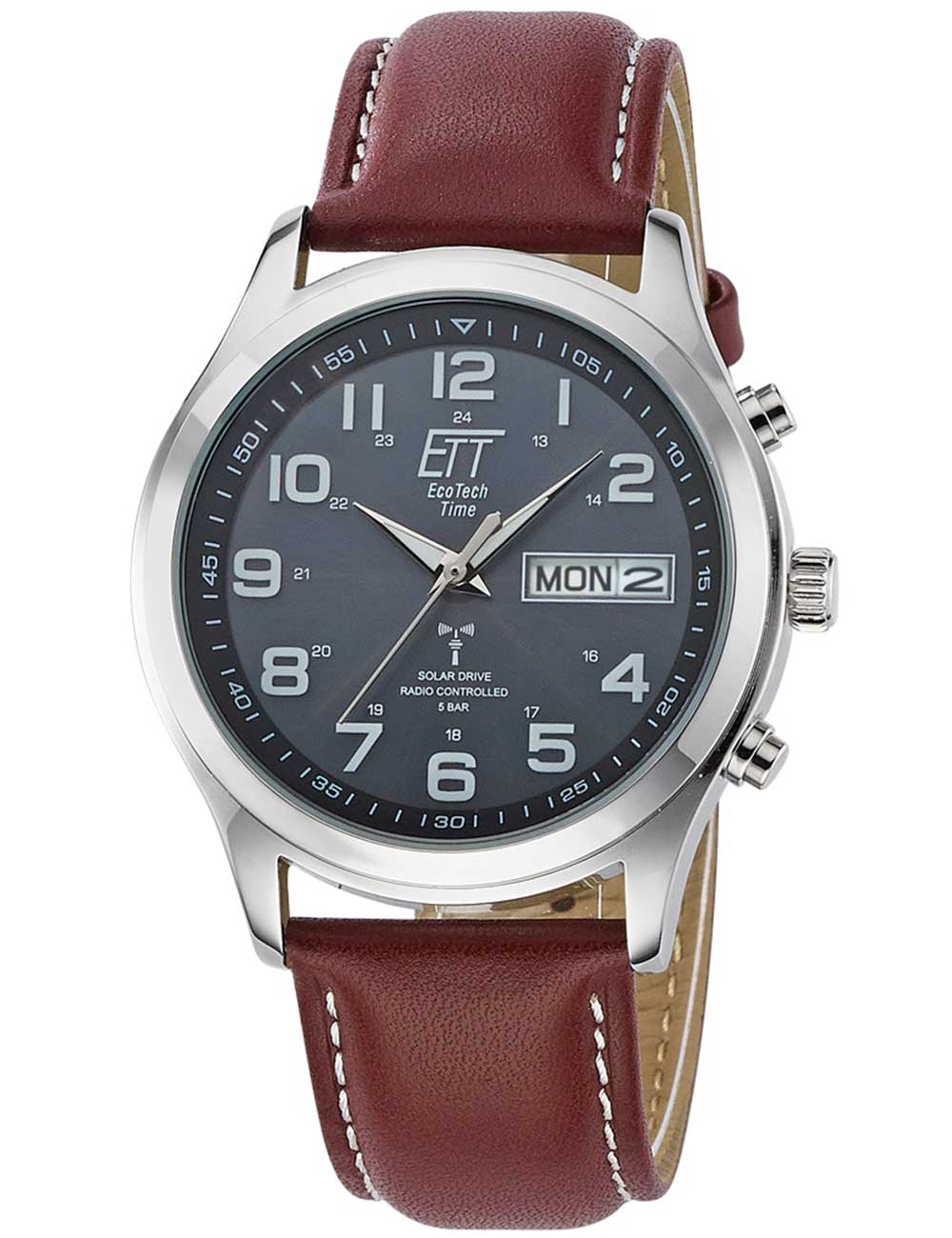 4260091354963 - Funkuhr EGS-11251-12L Armbanduhren braun Herren Solaruhren Armbanduhr Herrenuhr Datum Solar