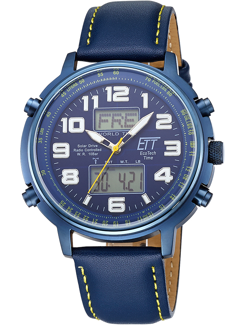 4260503038726 - Funkchronograph Hunter EGS-11450-32L Armbanduhren blau Herren Solaruhren Armbanduhr Herrenuhr Stoppfunktion Datum Solar