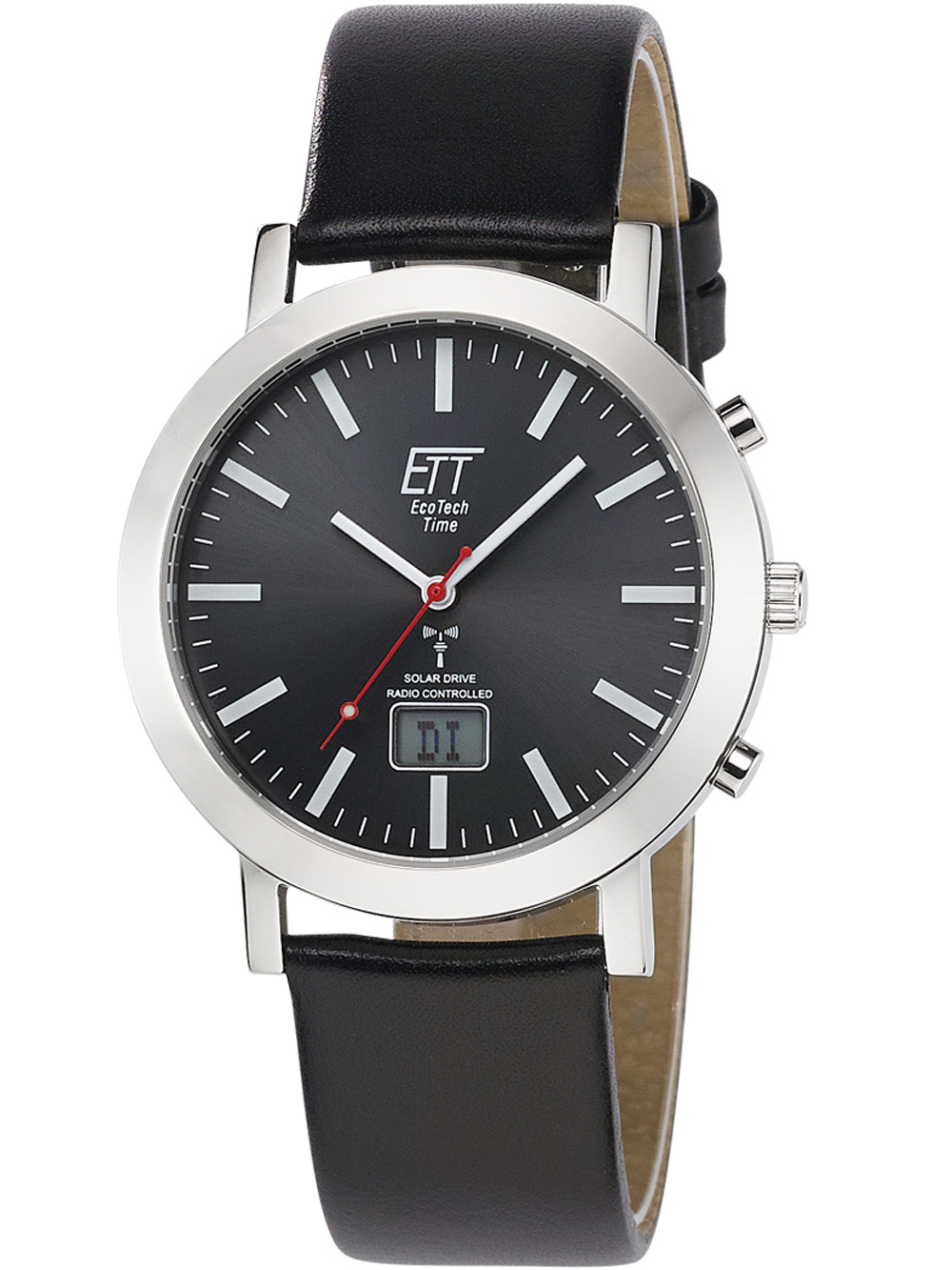 4260736032003 - Funkuhr Station Watch EGS-11578-21L Armbanduhren schwarz Herren Solaruhren Armbanduhr Herrenuhr Datum Solar