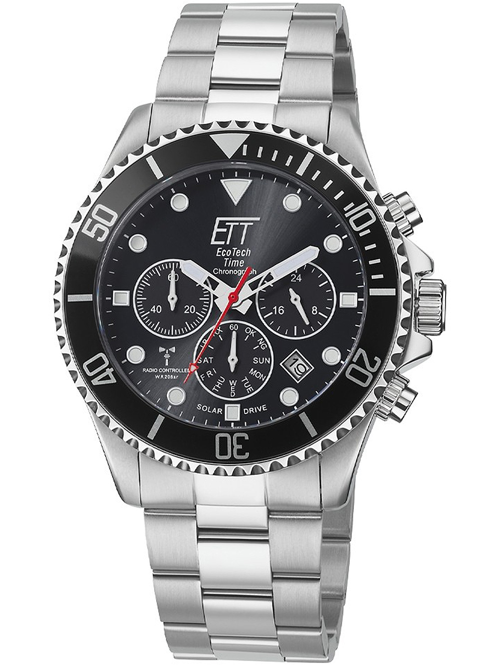 ETT EGS-11607-25M Professional Solar Funk Chronograph Herrenuhr 44mm 20ATM