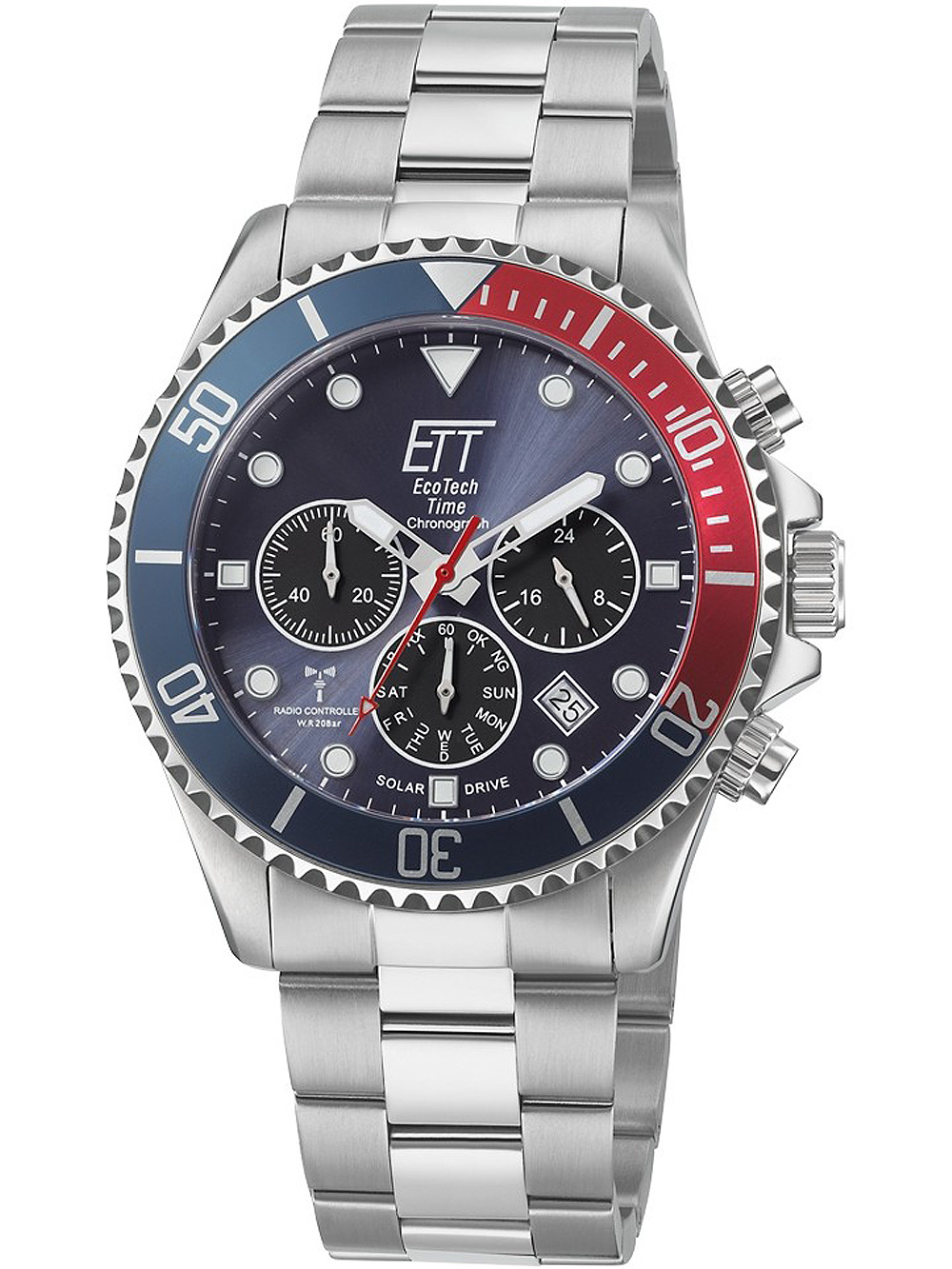 ETT EGS-11608-35M Professional Solar Funk Chronograph Herrenuhr 44mm 20ATM