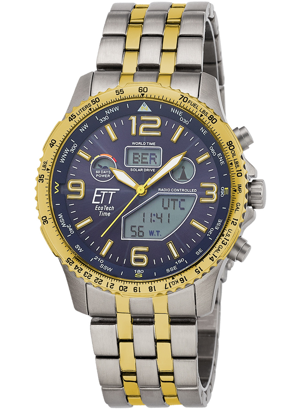 4260736031983 - Funkchronograph Professional World Timer EGT-11576-31M Armbanduhren goldfarben (titansilberfarben goldfarben) Herren Solaruhren