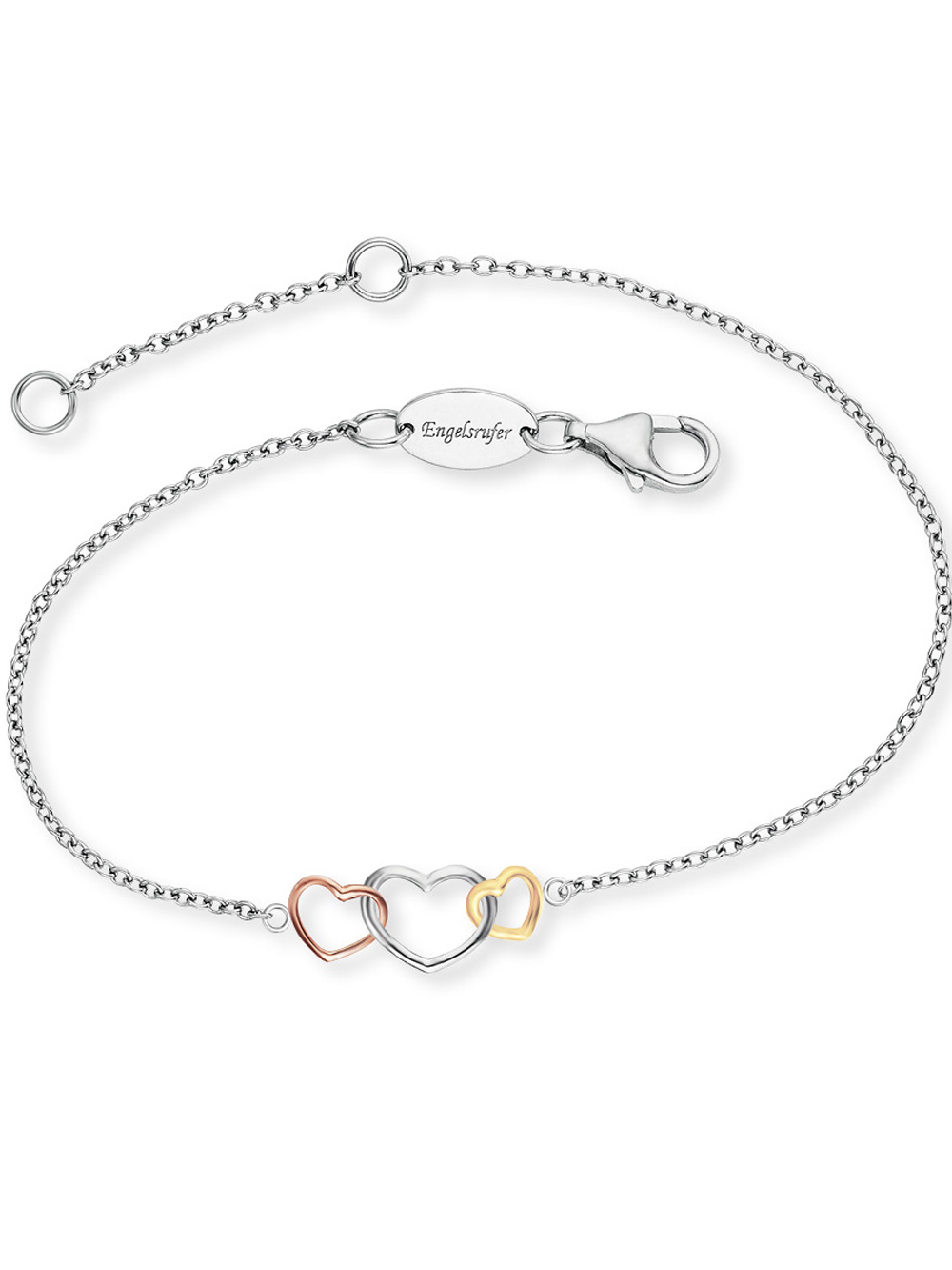 4260645869929 - Armband ENGELSRUFER 3 HERZEN SILBER TRICOLOR RB-WITHLOVE-03 Armbänder Gr Silber 925 (Sterlingsilber) rosegold (silberfarben gelbgoldfarben roségoldfarben) Damen Trachtenmode