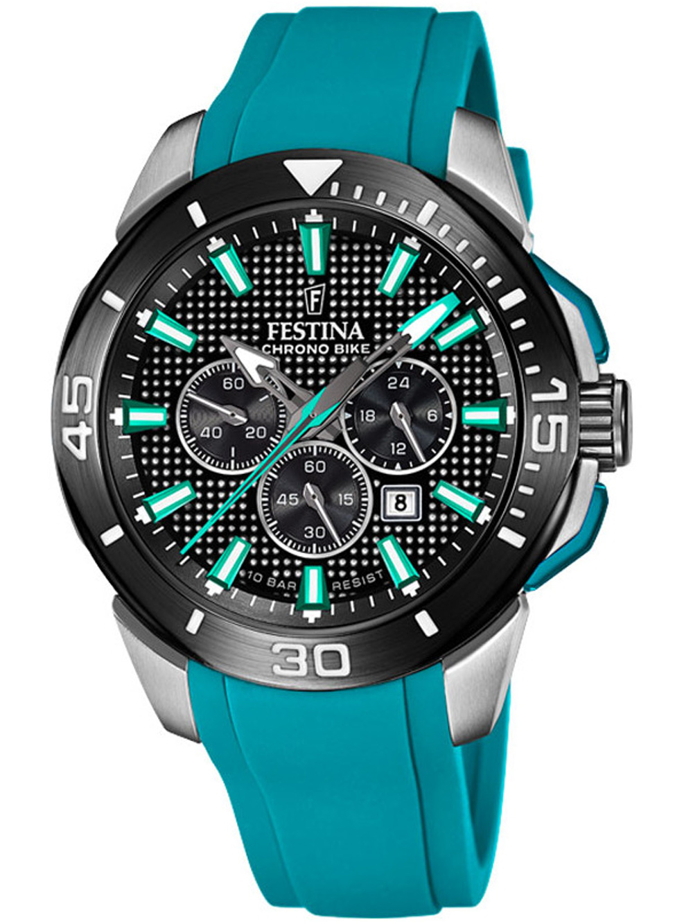 8430622795329 - Chronograph FESTINA Chrono Bike F20642 3 Armbanduhren grün (petrol) Herren Armbanduhr Quarzuhr Herrenuhr Stoppfunktion bis 10 bar wasserdicht