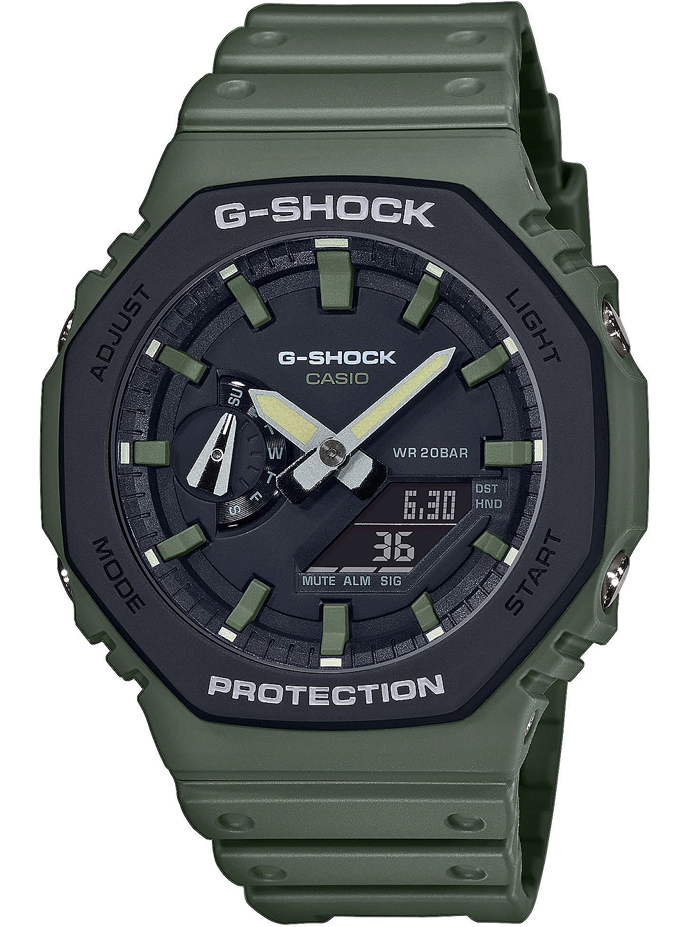 4549526259081 - Chronograph CASIO G-SHOCK GA-2110SU-3AER Armbanduhren grün Herren Quarzuhren Quarzuhr Armbanduhr Herrenuhr digital bis 20 bar wasserdicht