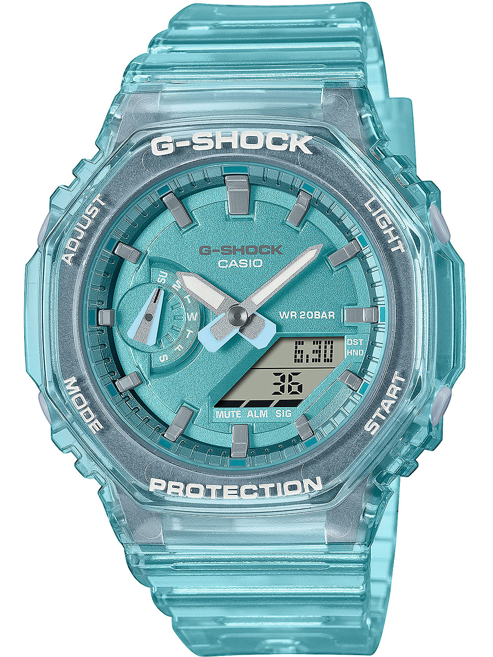 4549526328800 - Chronograph CASIO G-SHOCK GMA-S2100SK-2AER Armbanduhren blau (türkis transparent) Damen Quarzuhren Quarzuhr Armbanduhr Damen Herren digital bis 20 bar wasserdicht