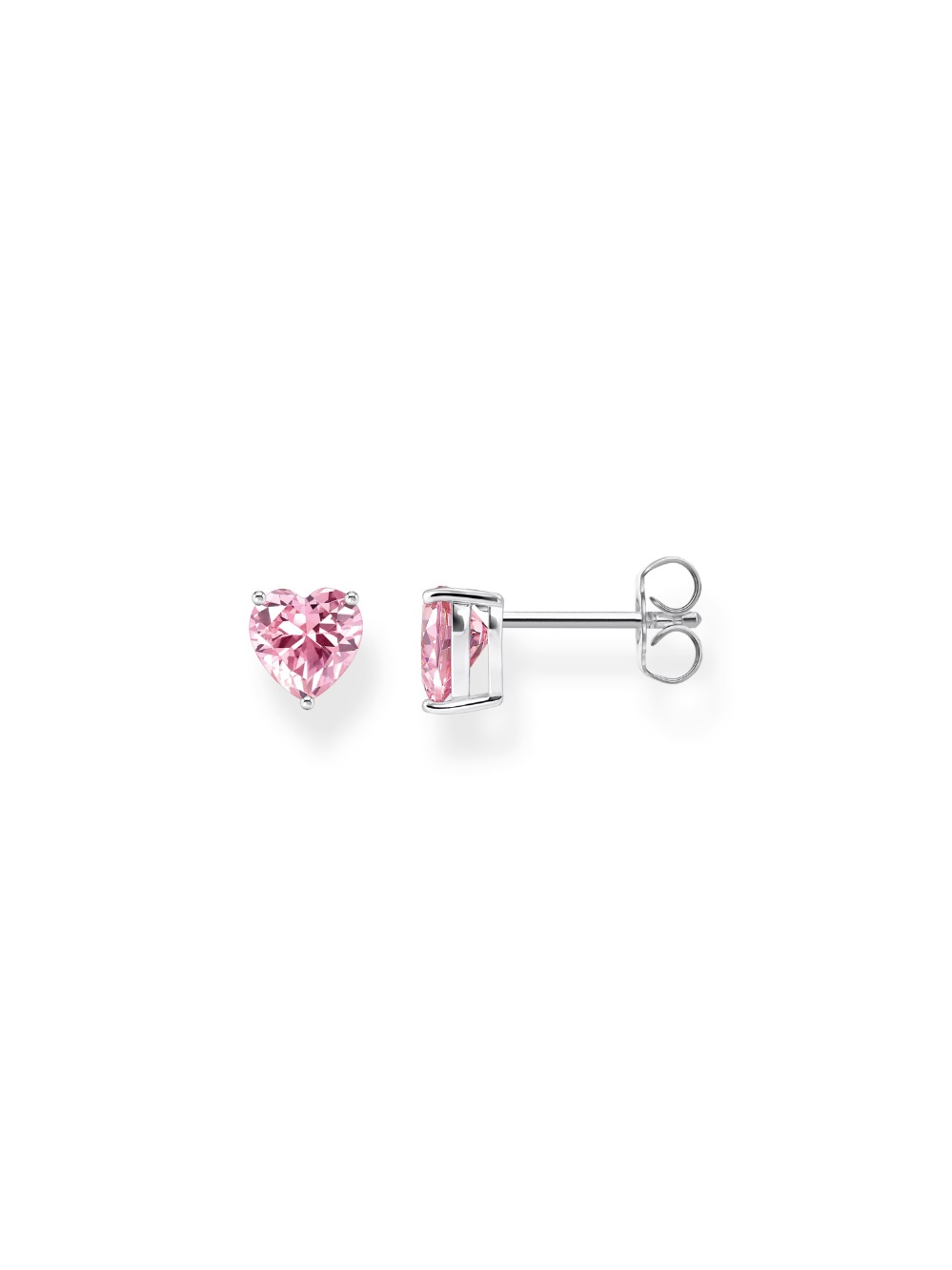 Thomas Sabo H2306-051-9 Silberner Ohrstecker mit pinkfarbenem Stein in Herzform 7,0 mm Damen