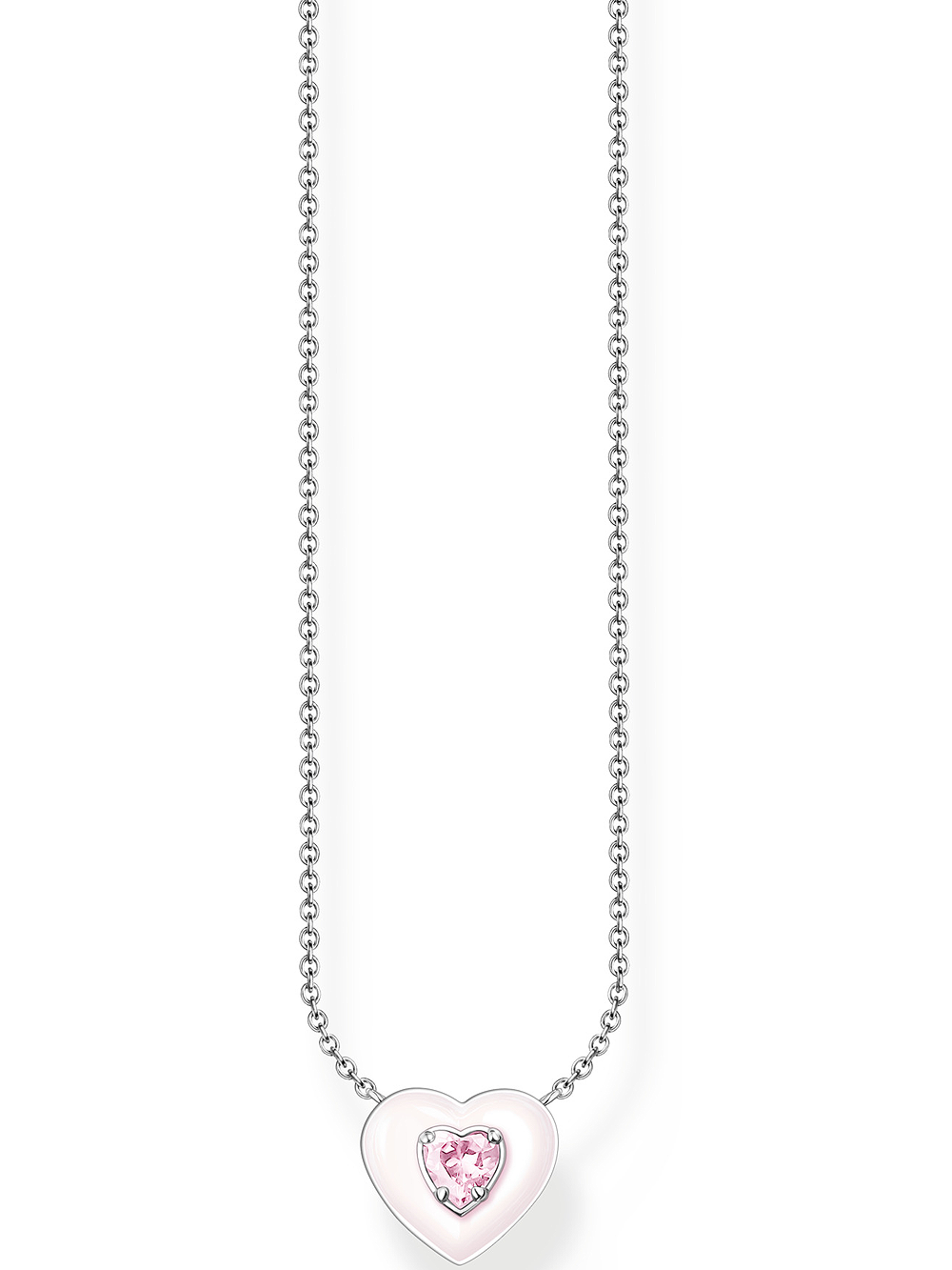 4051245550429 - Kette mit Anhänger THOMAS SABO Herz pinkem Stein KE2184-041-9-L45V Halsketten Gr 45 Silber 925 (Sterlingsilber) bunt (silberfarben pink) Damen Ketten mit Anhänger Zirkonia (synth)