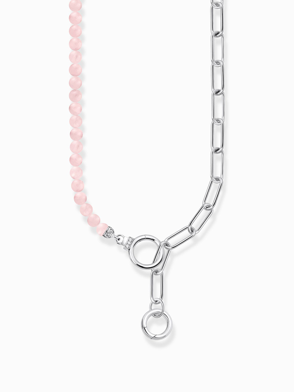 Thomas Sabo KE2193-035-9-L47V Silbernes Collier mit Gliederkettenelementen und rosa Beads Damen