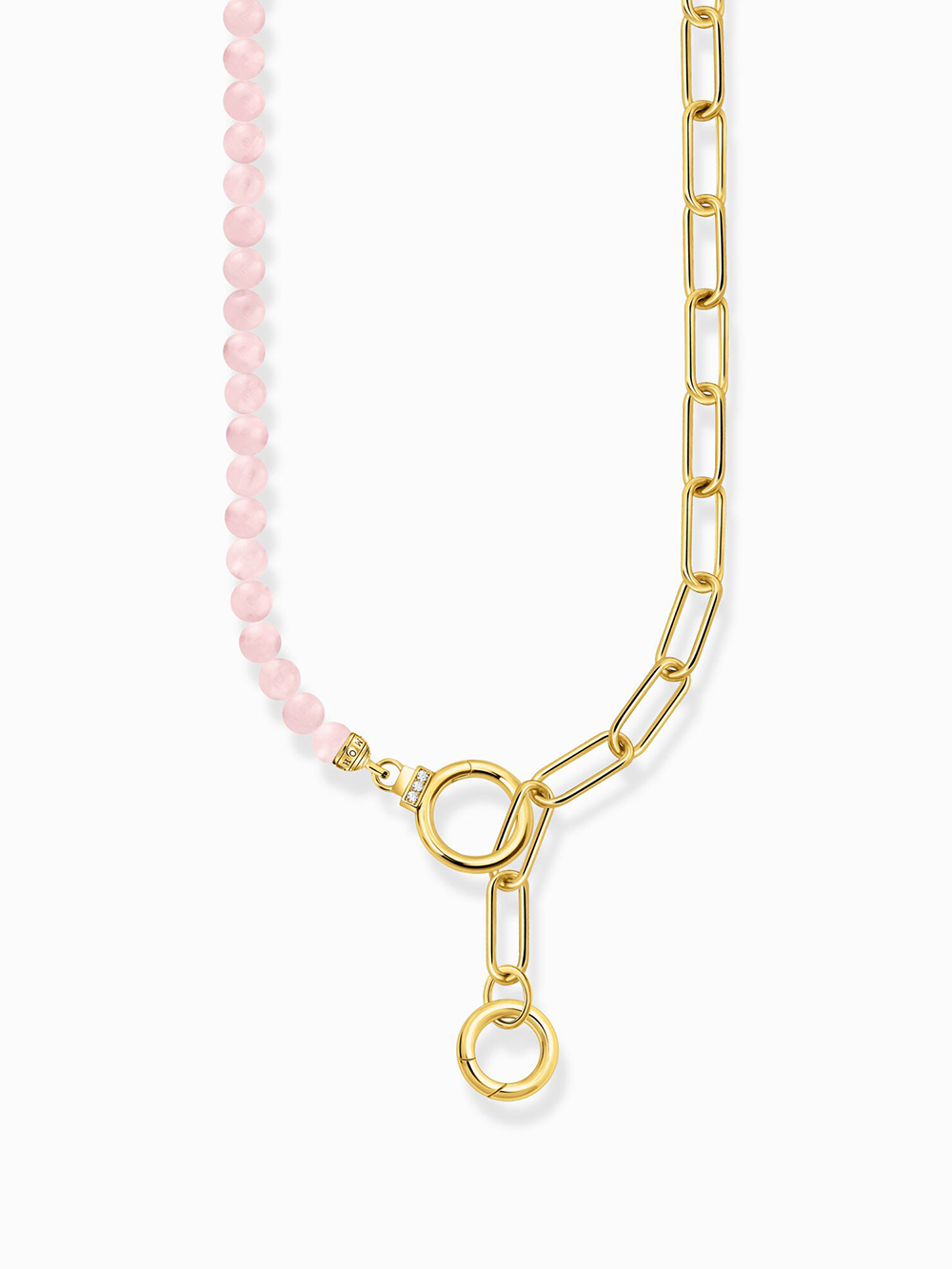 Thomas Sabo KE2193-414-9-L47V Vergoldetes Collier mit Gliederkettenelementen und rosa Beads Damen