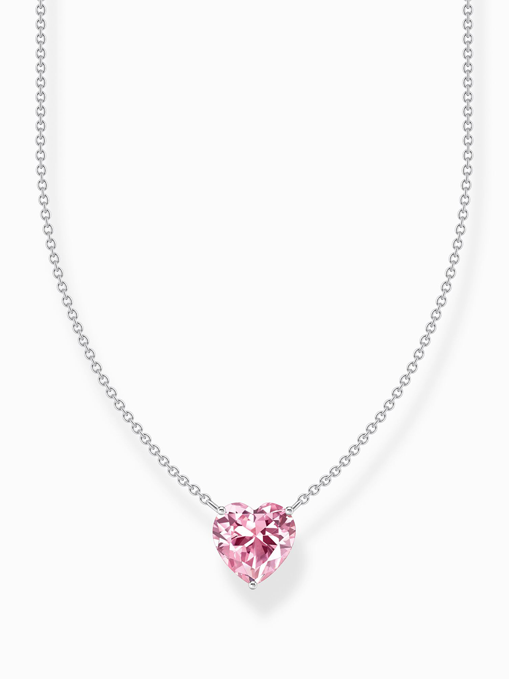 Thomas Sabo KE2211-051-9-L45V Silberne Kette mit pinkfarbenem Herz Anhänger Damen