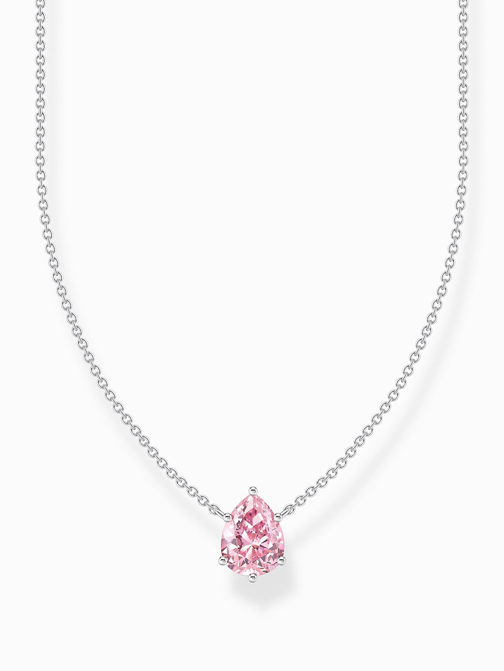 Thomas Sabo KE2213-051-9-L45V Silberne Kette mit pinkfarbenem Tropfen Anhänger Damen