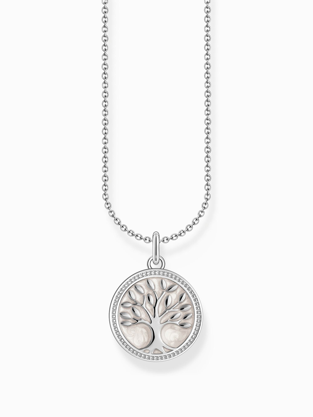 Thomas Sabo KE2220-007-21-L45V Silberne Kette mit Tree of Love Anhänger u. weißer Emaille Damen