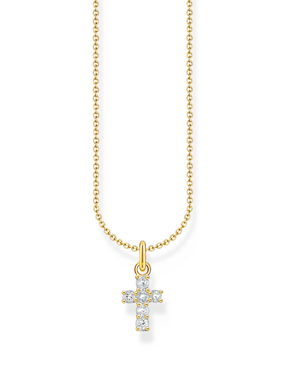 Thomas Sabo KE2226-414-14-L45V Vergoldete Kette mit Kreuz Anhänger u. Zirkonia 38-45 cm Damen