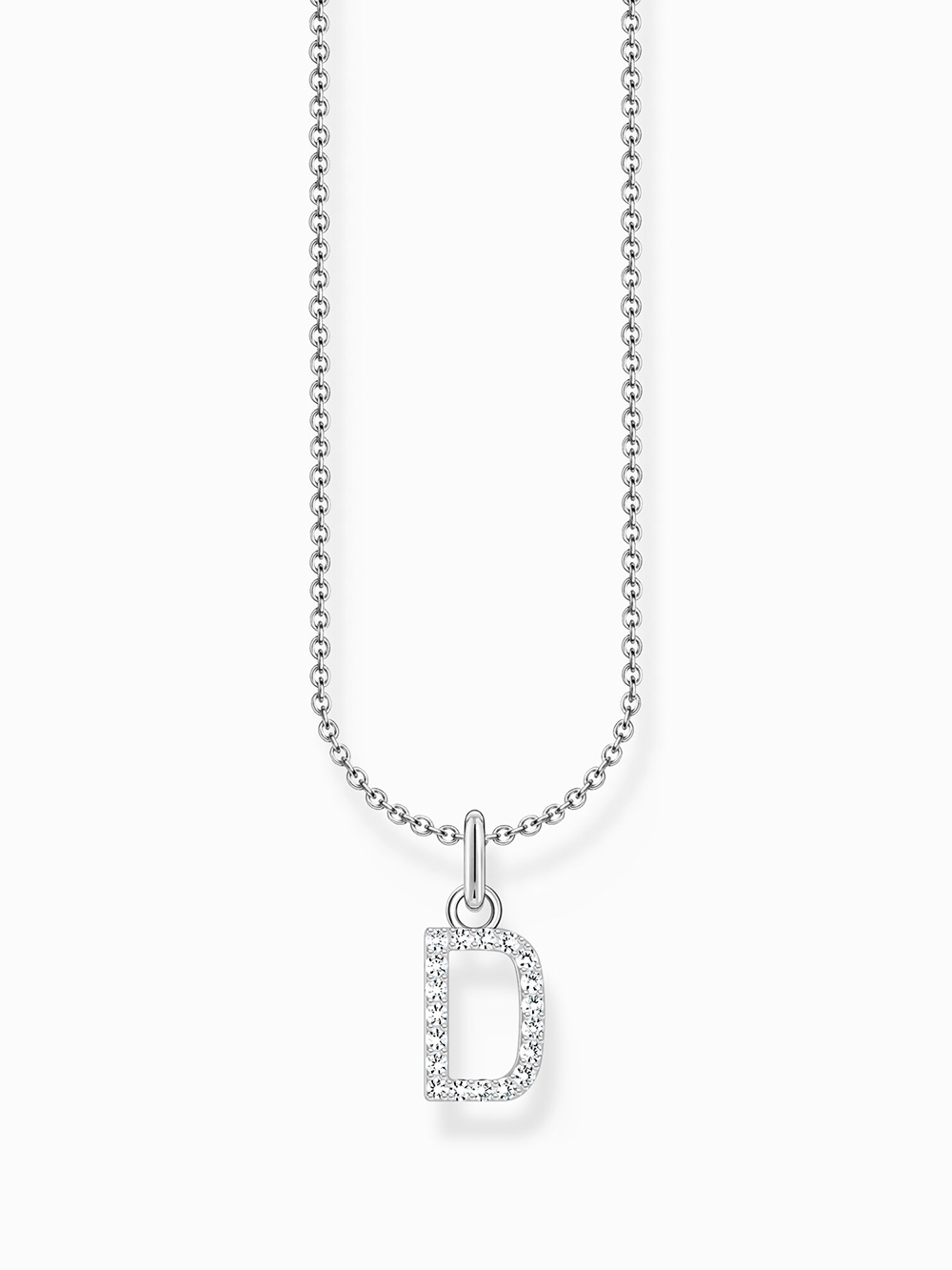 4051245582314 - Kette mit Anhänger THOMAS SABO Buchstabe KE2240 - KE2265-051-14-L45V KE2265-414-14-L45V Halsketten Gr 45 D Silber 925 (Sterlingsilber) bunt (silberfarben weiß) Damen mit Zirkonia (synth)