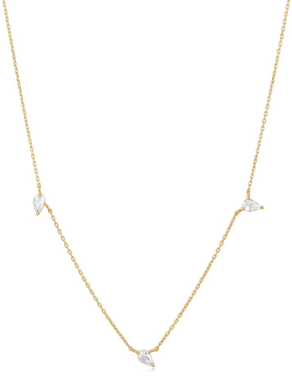 ANIA HAIE NAU007-02YG Afterglow Damen Halskette mit weißem Saphir Gold 14K, verstellbar