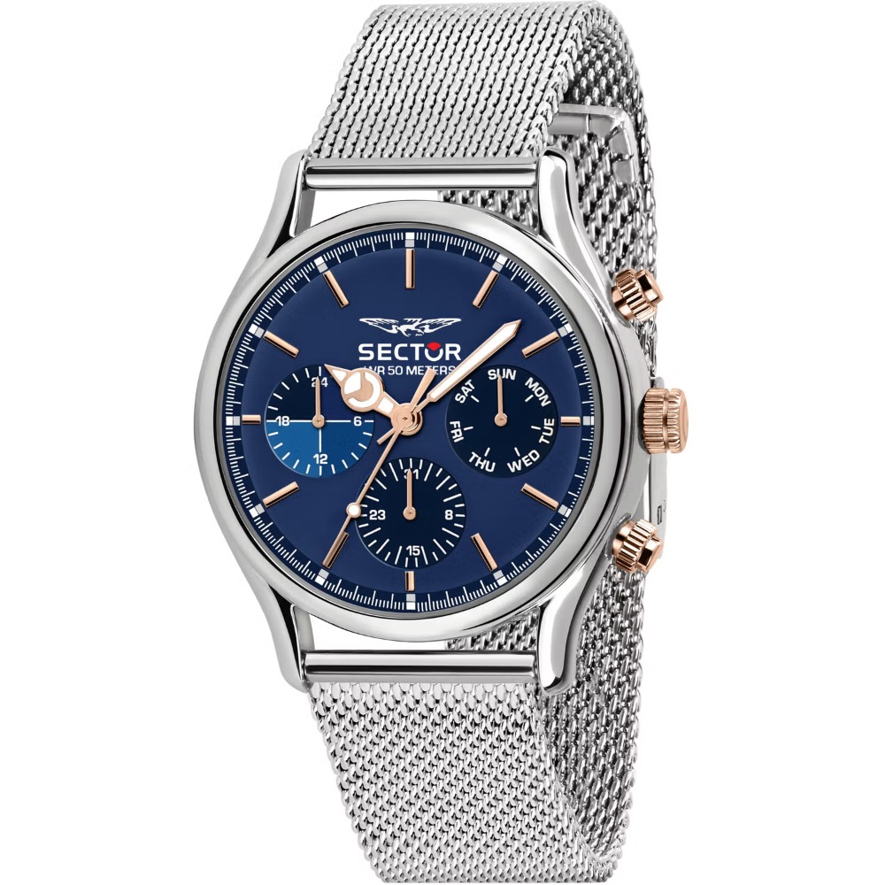 8033288838661 - Uhren - 660 43Mm Mult Blue Dial Mesh Band SS - in silver - Uhren für Männlich