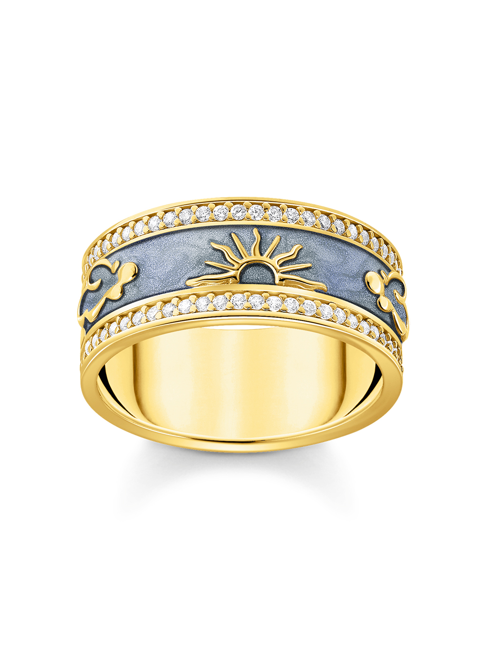 Thomas Sabo TR2450-565-1-58 Goldener Bandring mit weißen Zirkonia und Emaille Damen