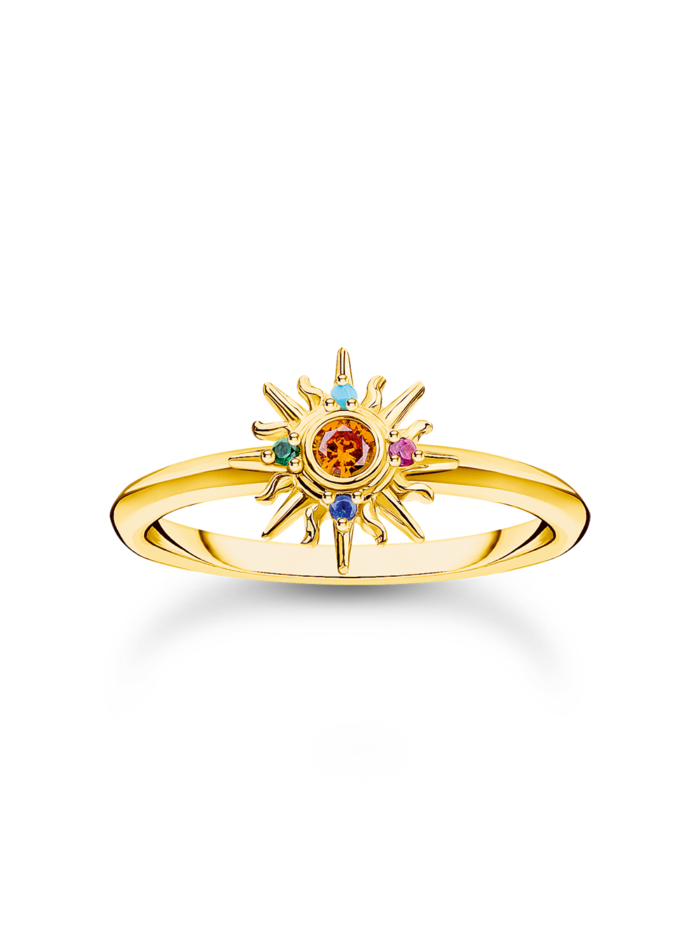 Thomas Sabo TR2458-488-7-54 Vergoldeter Ring mit Sonne und bunten Steinen Damen