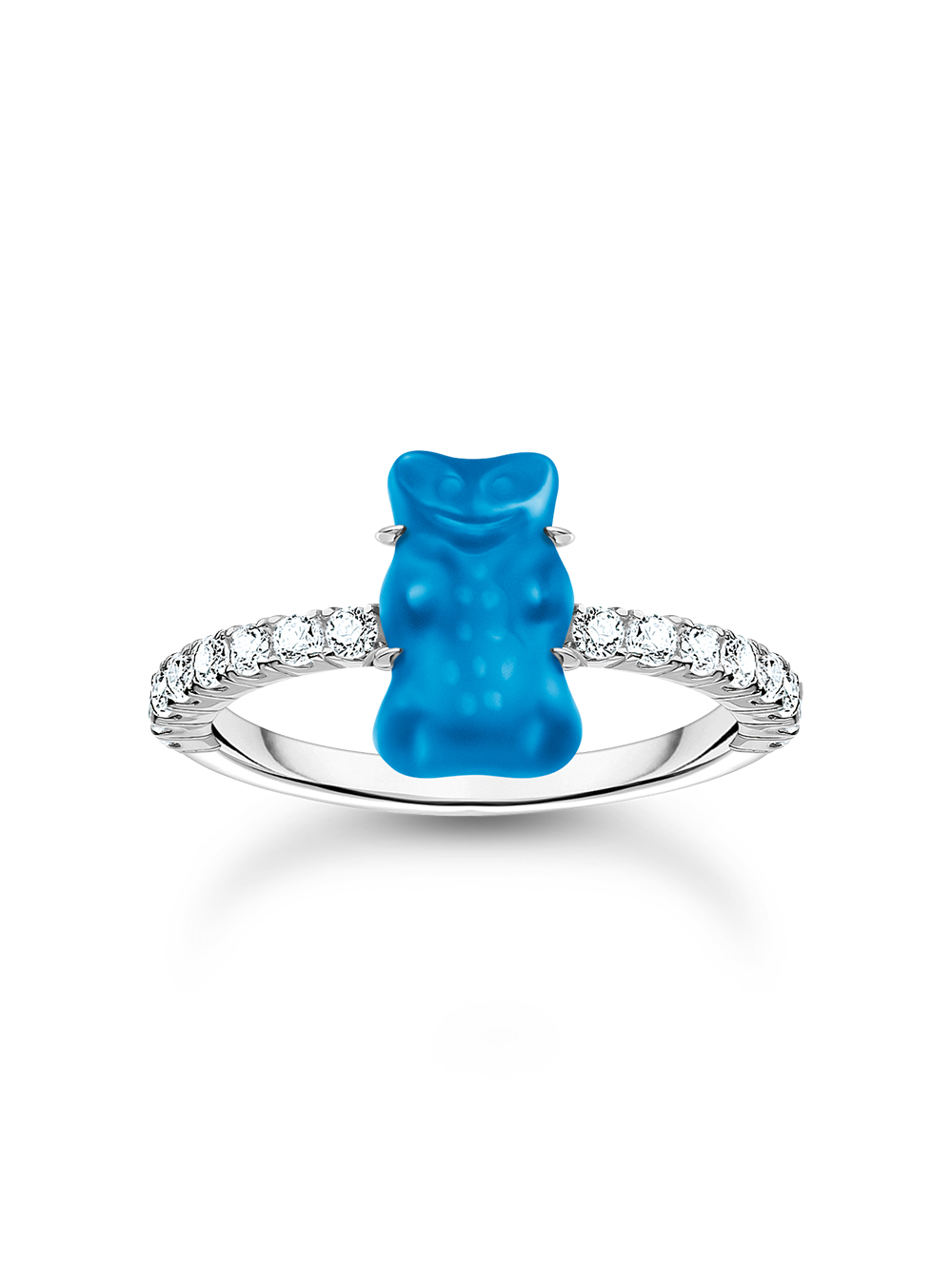 Thomas Sabo TR2459-052-1-54 Silberner Ring mit blauem Goldbären Damen