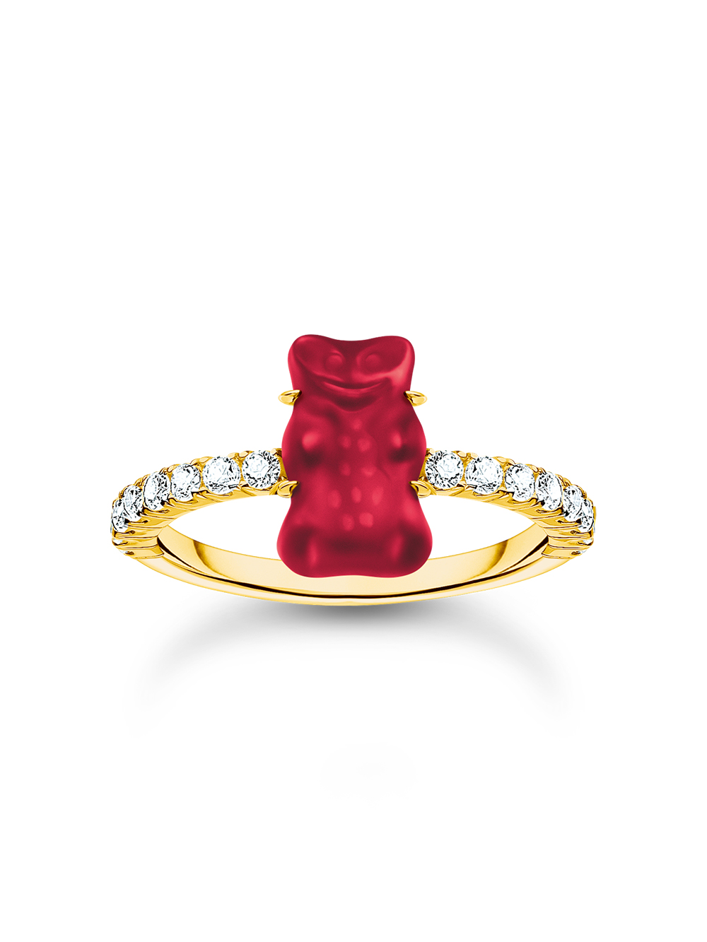 Thomas Sabo TR2459-414-10-54 Goldener Ring mit rotem Goldbären Damen