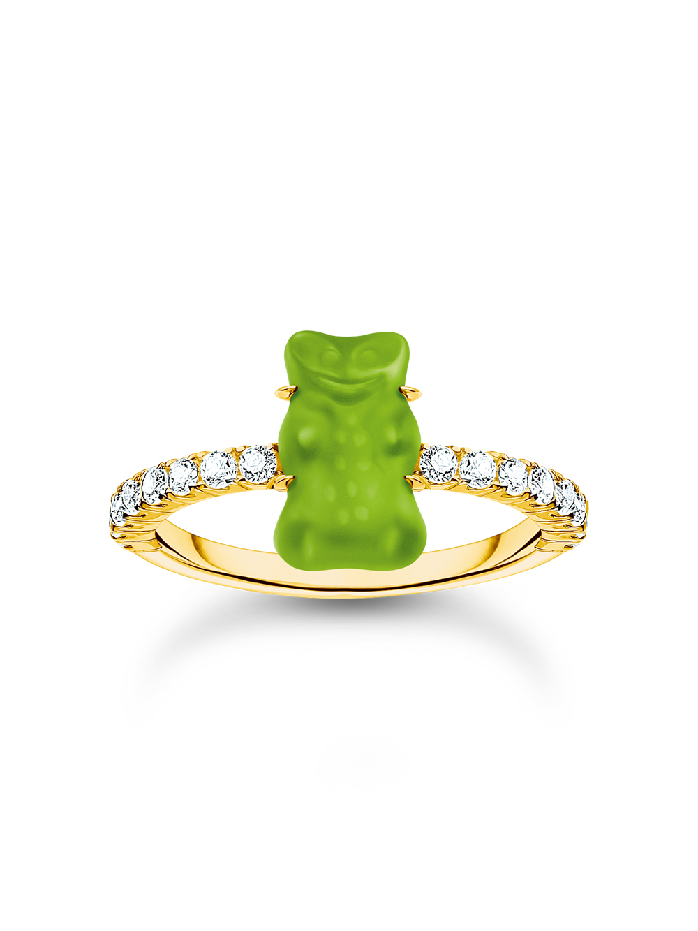 Thomas Sabo TR2459-414-6-54 Goldener Ring mit grünem Goldbären Damen